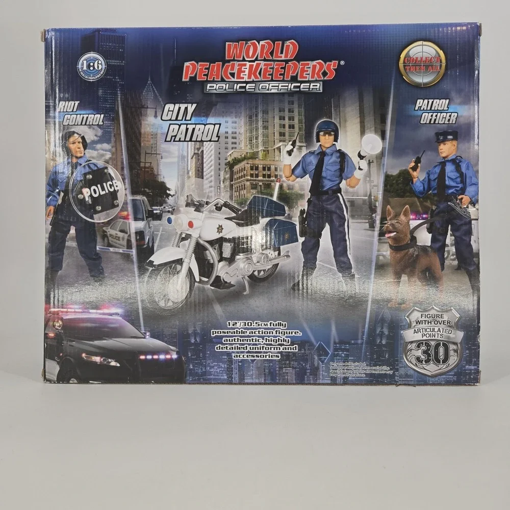 Click N Play World Peacekeepers Police Officer 1:6 12in Motorcycle Figure 30718